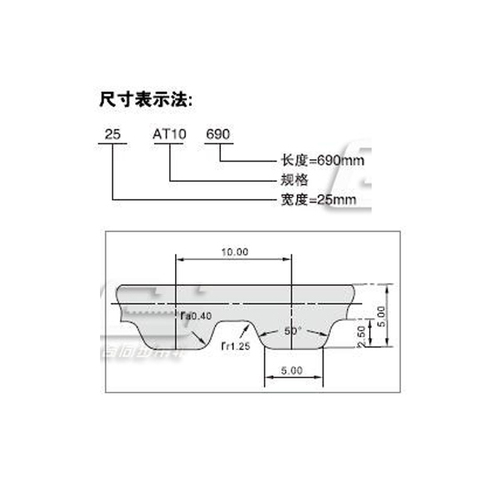 AT10型号梯形齿同步带系列