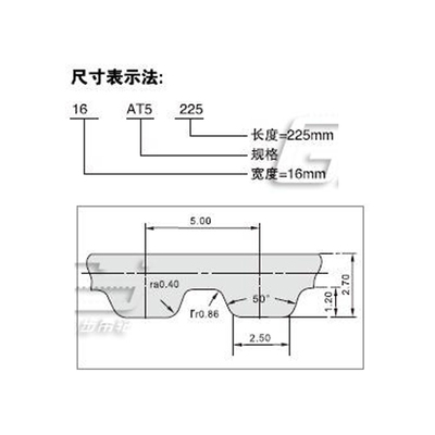 AT5型号梯形齿同步带系列